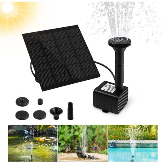 Tinor - Solar Fountain, Outdoor Garden Solar Fountain with 1.2W Solar Water Fountain with 4 Different Nozzles Round Outdoor Floating Fountain for