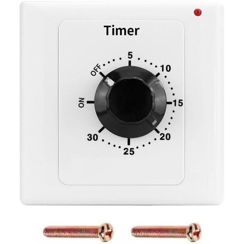 Tinor - Timer Switch, ac 220V 15A Intelligent Mechanical Countdown Timer Socket Time Switch 86 Panel Timer Control Knob (30 Min)