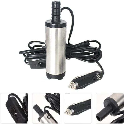 Ymyny - 12V Silver Diesel Pump Oil Transfer Pump Electric Oil Pump Pumping Unit Stainless Steel Submersible Pump 3m Cable with Cigarette Lighter Plug