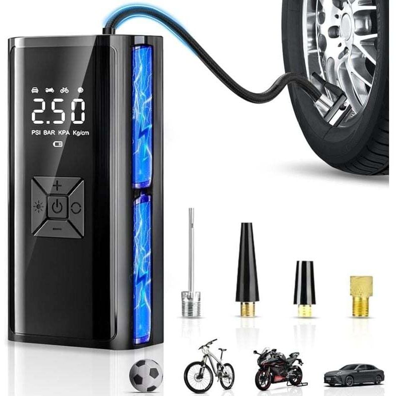 Ymyny - Cordless Car Tire Inflator, Portable Wireless Air Compressor with led, Auto Shut-Off, 6000mAh Rechargeable Battery, Mini Electric Air Pump