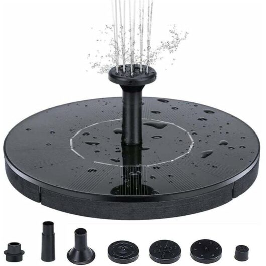 Ymyny - Solar Fountain Pump with 4 Nozzles, Energy-Saving Bird Fountain, Floating Solar Fountain Freestanding Solar Pond Pump, No Electricity
