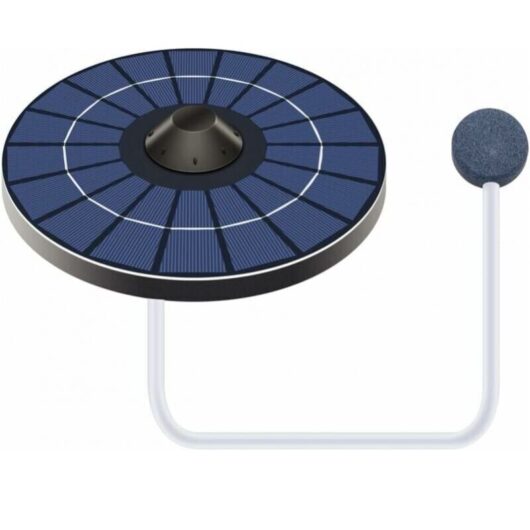 Ymyny - Solar Pond Aerator, Oxygen Pump with Air Hose and Bubble Stone, Floating Water Tank, Oxygen Dispenser, Fish Fountain, Bird Bath, Circular,
