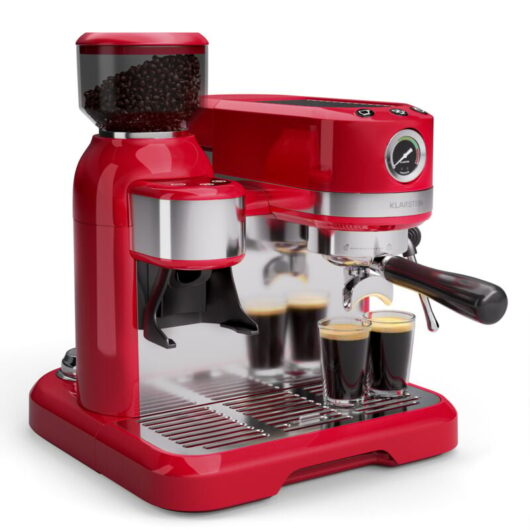 Klarstein - Bella Café Espresso Machine - 19-Bar, 1550W, Built-in Grinder, Milk Frother, 1.4L Water Tank, Thermo Block Heating, 2 Cup Inserts, Retro