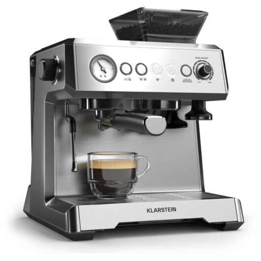 Klarstein - GrandPresso Espresso Machine - 20-Bar, 1350W, Integrated Grinder, Milk Frother, 2.3L Water Tank, Barista Quality at Home, Thermoblock