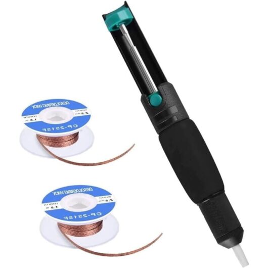 Solder Sucker Vacuum Pump, Desoldering Pump, Powerful Desoldering Suction Pump with 2 Suction Wires for Repairing Electrical Appliances, Circuit