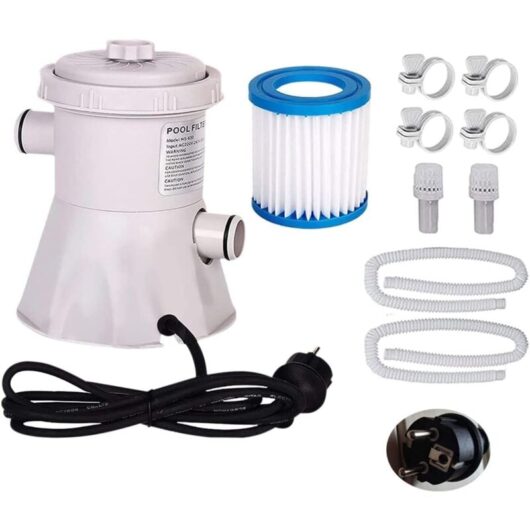 Swimming Pool Filter Pump, 300 Gallon Above Ground Summer Swimming Pool Filter, 220V Electric Circulation Pump for Inflatable Kids Swimming Pool,
