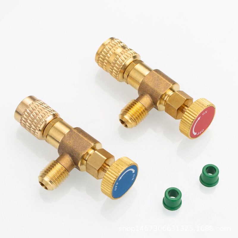 Tinor - 2pcs Refrigerant Valve Adapter Air Conditioning Tool Liquid Safety Valve R410A R22 Refrigerant 1/4' Safety Adapter for Home Tool