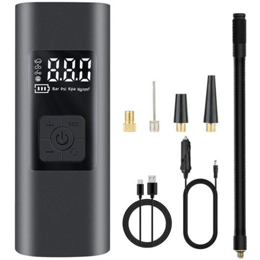 Tinor - 6000mAh Mini Portable Compressor Car Tire Inflator 150Psi Electric Bike Pump with sos Light Rechargeable Air Pump with Large lcd Display for