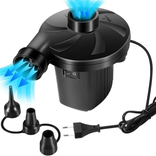 Tinor - Electric Air Pump - 220W 2 in 1 Electric Inflator and Deflator with 3 Removable Nozzles for Air Mattress, Pillow, Bed, Boat, Swim Ring