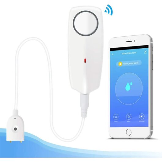 Tinor - Water Alarm Sensor with 60dB Loud Sound WiFi Leak Detector, Overflow Leak Alarm, Remote Monitoring Leaker for Water Heater Basement Water Pump