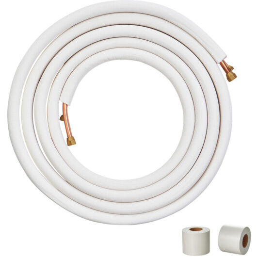 VEVOR 7620mm Mini Split Line Set, 6.4 & 9.5mm O.D Copper Pipes Tubing and Triple-Layer Insulation, for Mini Split Air Conditioning Refrigerant or