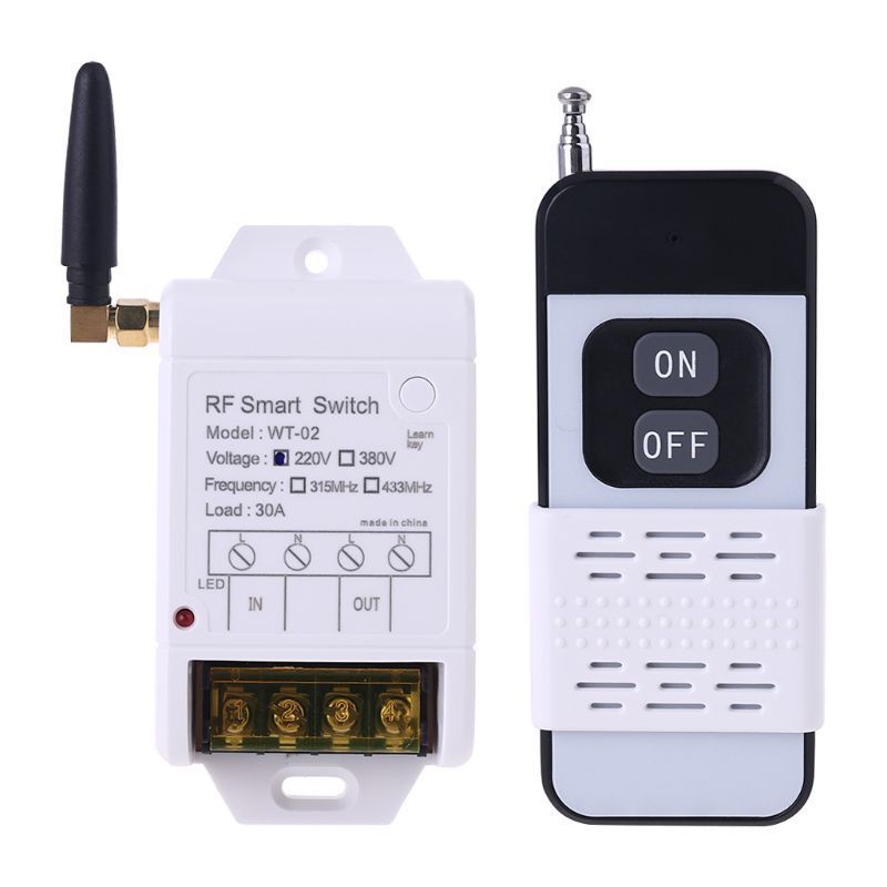 Wireless Remote Control Receiver Switch 315MHZ 433MHZ + 220V 380V 30A With Led Light 2000M Transmitter