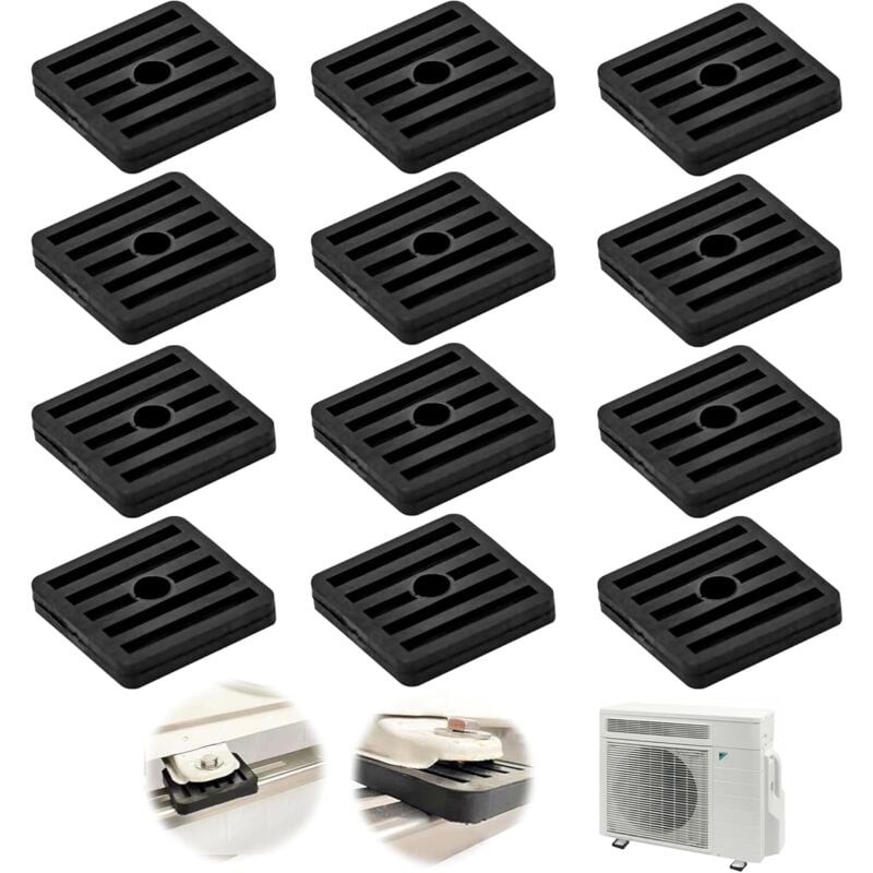 12 Pcs Air Conditioner Rubber Vibration Dampers, Air Conditioner Shock Pad Anti-Vibration Feet Support for Outdoor Split Air Conditioner Condenser,