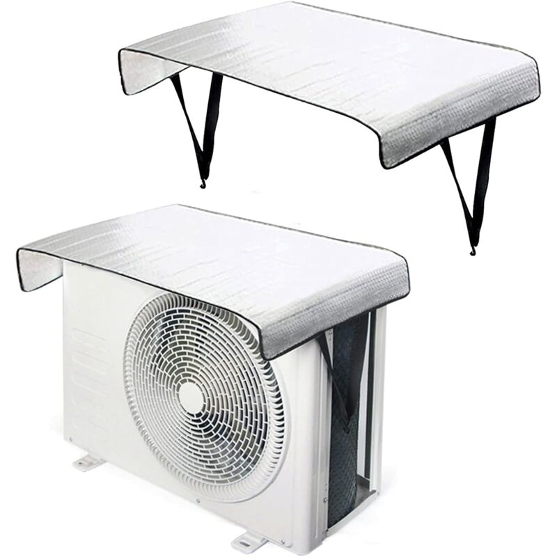 2PCS Outdoor Air Conditioner Cover, Waterproof Air Conditioner Outdoor Cover, Universal Aluminum Film Anti-UV Anti-Snow Protective Cover for Air