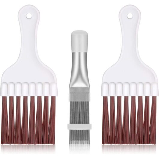 3-Piece Air Conditioner Condenser Cleaning Brush Set, Stainless Steel Air Conditioner Fin Cleaner, Refrigerator Coil Cleaning Whip Brush