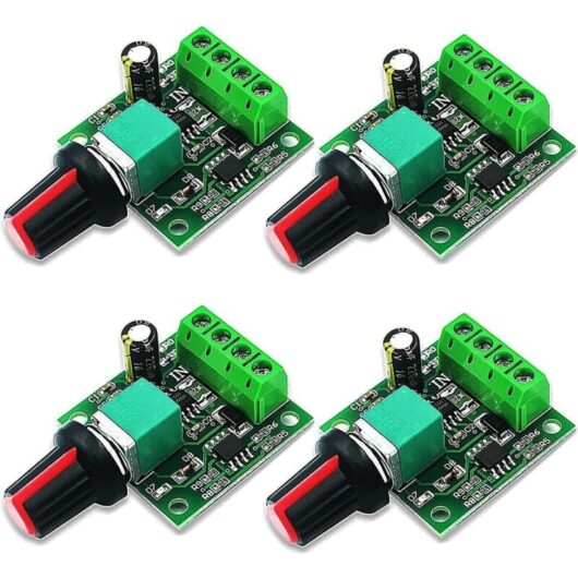 4-Piece 1.8V 3V 5V 6V 12V 2A PWM Speed Controller DC Motor Voltage Regulator, LED Voltage Regulator Dimmer, Adjustable Control Switch