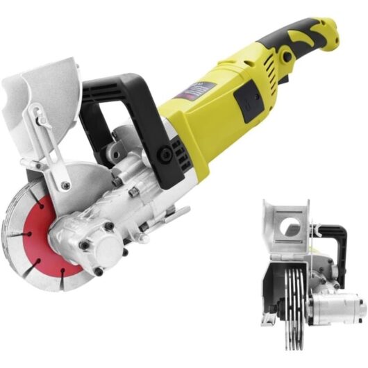 Cncest - 4000W Wall Chaser Machine, Adjustable Cutting Depth, Efficiently Groove Reinforcement Marble Red Bricks Includes 5 Saw Blades Electric