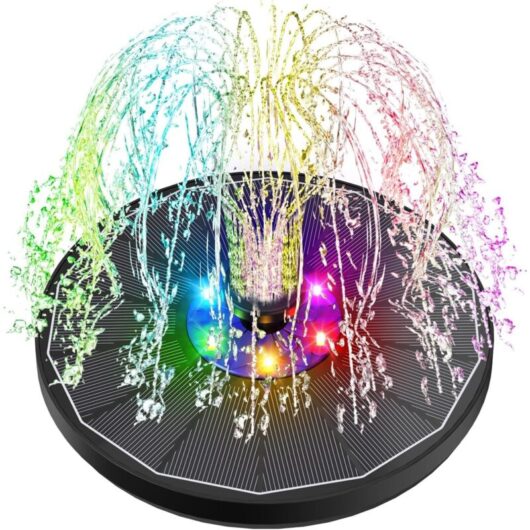 Colorful LED Solar Fountain, 3.5W Outdoor Floating Solar Pond Pump, 2200mAh Battery, 2025 Glass Solar Fountain with 6 Nozzles for Bird Bath Aquarium