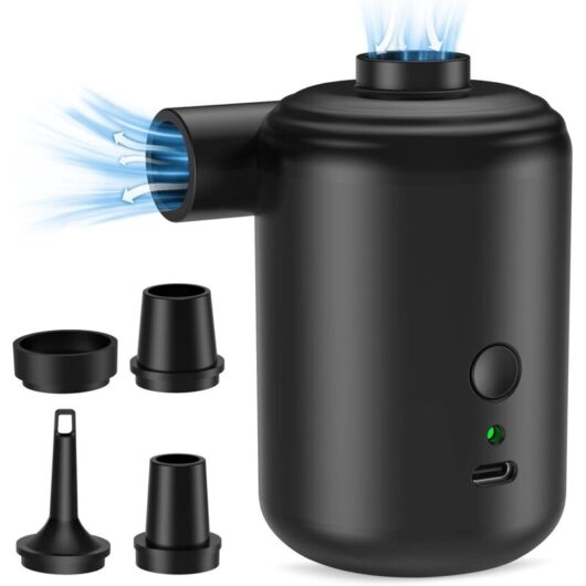 Electric Air Pump Inflator Deflator, 4000mAh Rechargeable Air Pump with 4 Nozzles for Mattress, Portable Air Pump for Inflatables, Inflatable