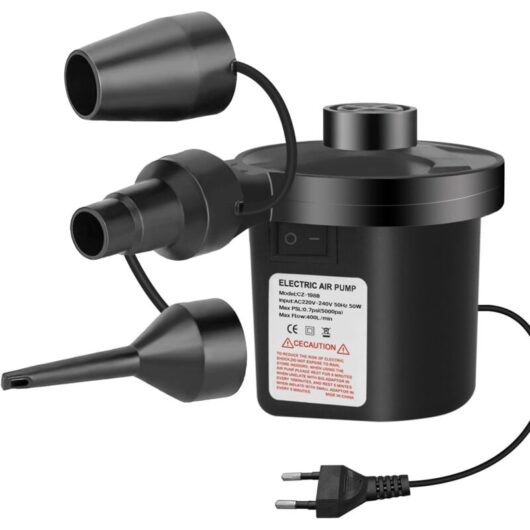 Electric Air Pump Inflator Deflator, AC240V Inflator, with 3 Nozzles, High-Power Paddle Pump for Air Mattresses, Inflatable Mattresses, Paddling
