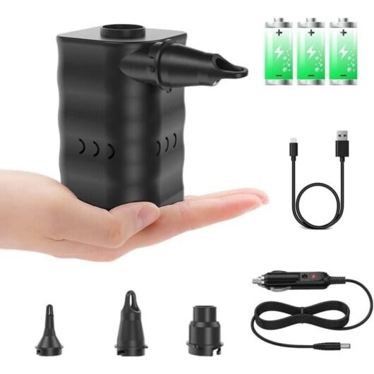 Electric air pump for inflatables, portable air mattress pump for swimming rings, air mattresses, and pool floats