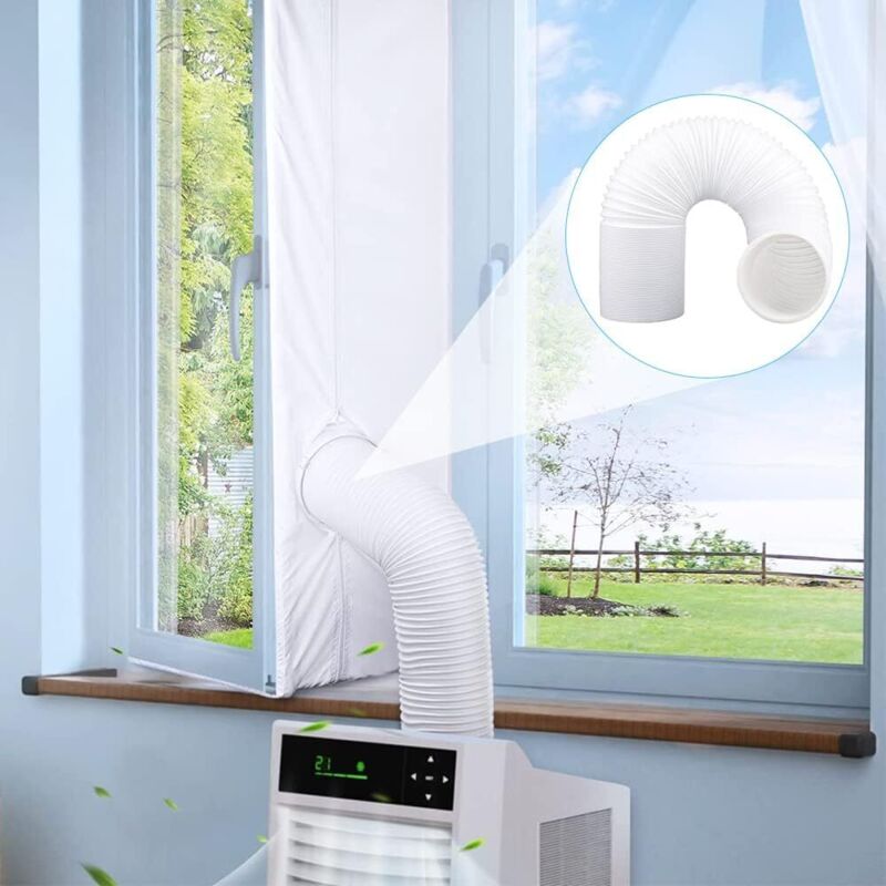 Exhaust hose for portable air conditioners, flexible PVC exhaust pipe for portable air conditioners (white, right rotation, Ø 15 cm - 300 cm)