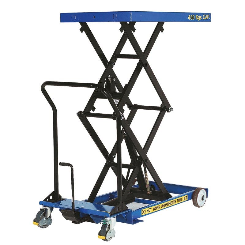 Manual Mobile Double Scissor Lift Table 450kg cap