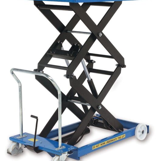 Manual Mobile Double Scissor Lift Table 800kg cap