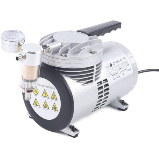 Oil Free Vacuum Pump 220v 1700RPM Single stage Vacuum Pump Oil-Free Lubrication Air Conditioning Pump with Vacuum Gauge for Laboratory, Food Packaging