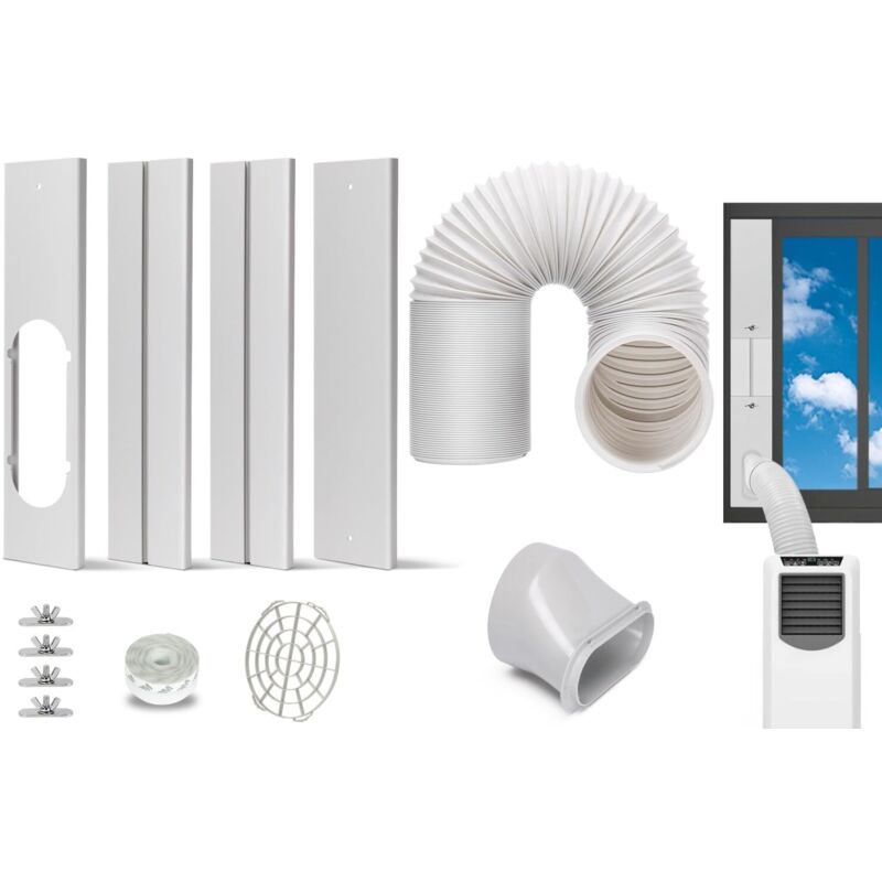Portable Window Exhaust Hose Kit, Adjustable Window Seals for Sliding Windows, Universal Sliding Vertical Vent Kit with 15cm Round Fitting (Hose Set)