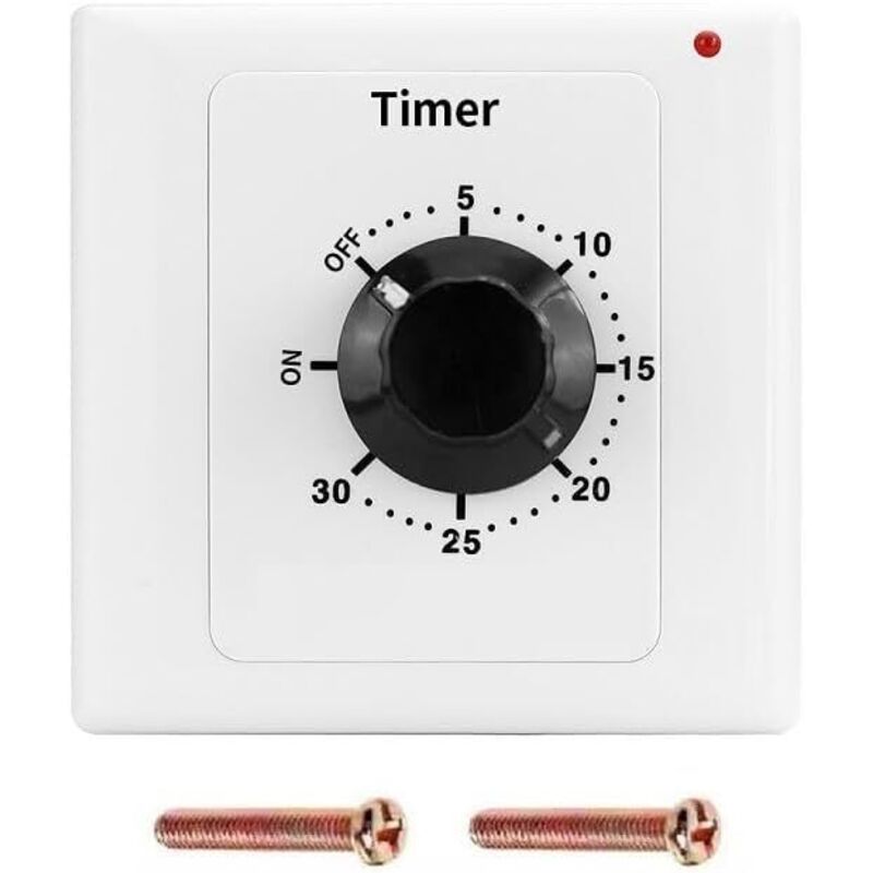 Timer Switch, AC 220V 15A Intelligent Mechanical Countdown Timer Socket Timer Switch 86 Panel Timer Control Knob (30 min)