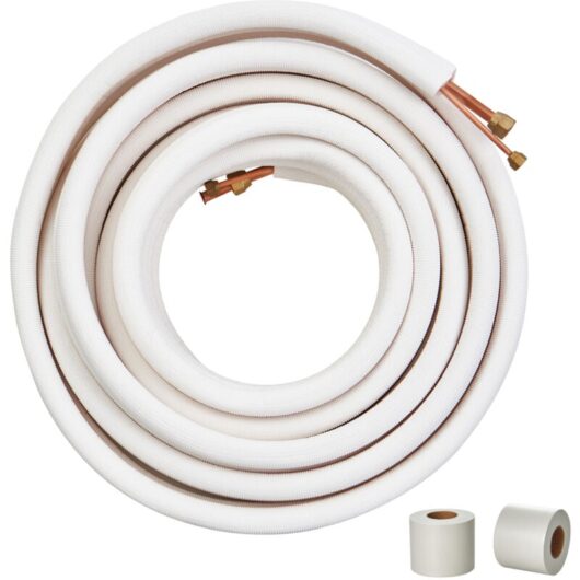 VEVOR 15240mm Mini Split Line Set, 6.4 & 12.7mm O.D Copper Pipes Tubing and Triple-Layer Insulation, for Mini Split Air Conditioning Refrigerant or
