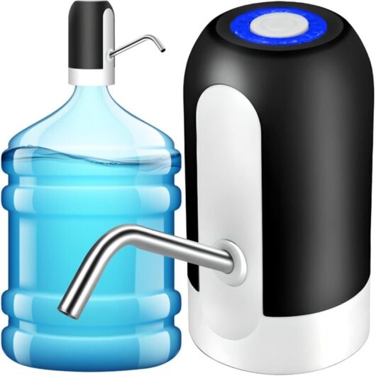 Water Dispenser, 5V, 5W, USB Powered, 12.5 x 7 cm, 1200 mAh, Portable Electric Drinking Water Bottle Switch for 5-20 L Bottles, On/Off Button, White,