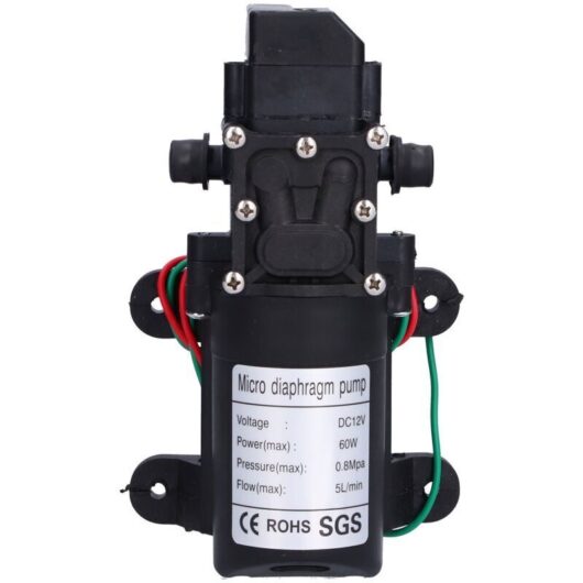 12V 60W Water Pressure Diaphragm Pump, Self-Priming Pump for Garden Spraying, Irrigation, Swimming Pools