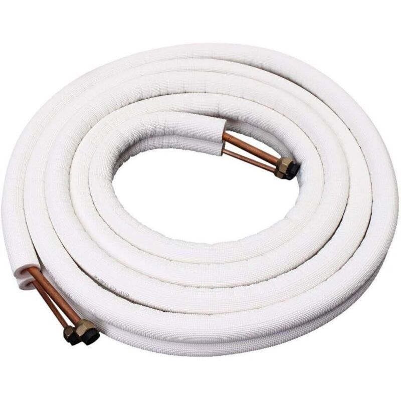 1/4-3/8 Copper Connection 2m - Insulated Copper Pipe - Air Conditioner Hose Fittings - Double Pair of Coiled Tubes