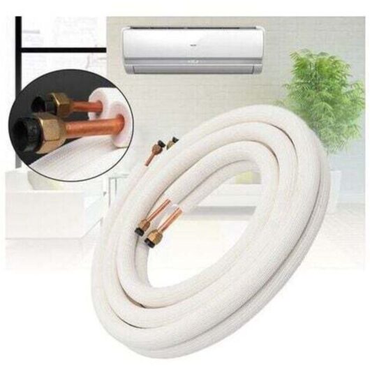 1/4" to 3/8" Copper Air Conditioner Hose - Insulated Copper and Aluminum Refrigerant Hose - Air Conditioner Parts - 3 Meters, White