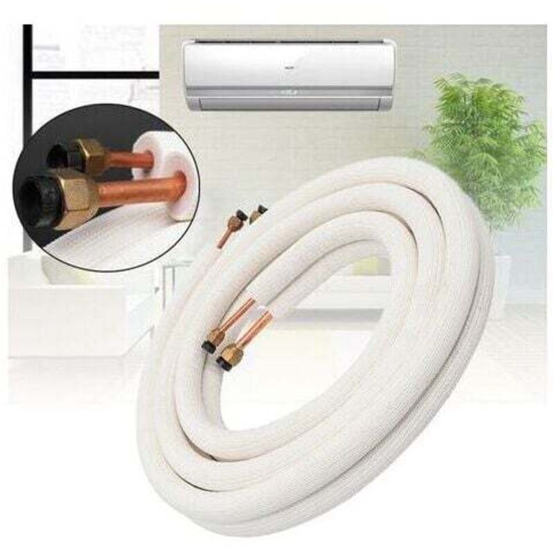 1/4" to 3/8" Copper Air Conditioner Hose - Insulated Copper and Aluminum Refrigerant Hose - Air Conditioner Parts - 3 Meters, White
