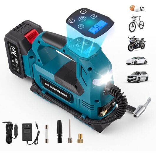 150 PSI Cordless Portable Air Compressor, Mini Digital Air Compressor with LED Work Light and Automatic Shut-Off, Car Tire Inflator for Cars,