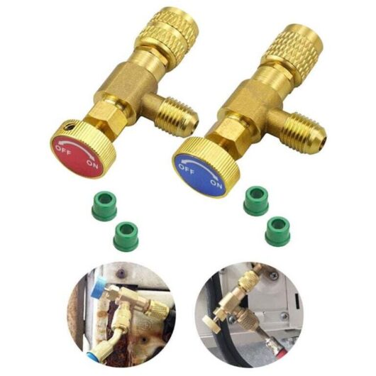2 Pièces adaptateurs de remplissage réfrigérant Valve de sécurité Coupleur rapide Climatiseur R410A R22 pour Sae 1/4 "mâle à 1/4" Sae famale