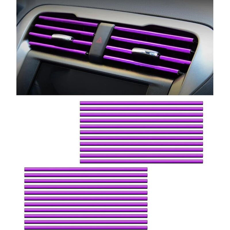 20 pieces of car air vent decorative strips, car interior trim, decorative strips for car air conditioning, air vent strips (purple)
