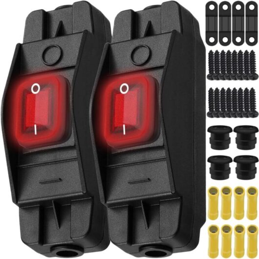 20A 250V AC / 16A 125V AC Inline Cable Switch, Heavy Duty Waterproof Rocker Switch with Screw Terminals and Red LED Light