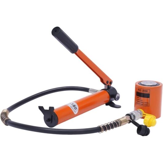 20T Hydraulic Jack Porta Power Ram Kit + CP-180 Manual Hydraulic Hand Pump Multi Section Jack, 2" Stroke Industrial Mini Hydraulic Cylinder (20T