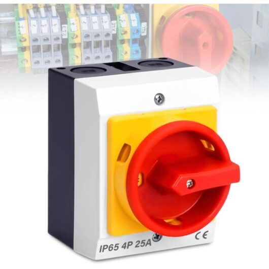 25A 4-pole main switch - Rotary with IP65 plastic housing - Surface-mounted load separation - For connecting and disconnecting small circuits (25A)