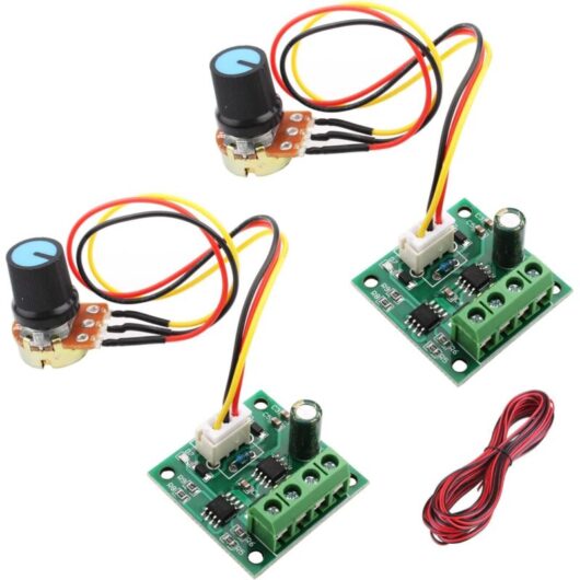 2pcs 12V Speed Controller, PWM Controller DC 1.8V 3V 5V 6V 12V 2A DC Low Voltage Motor Controller Panel without Potentiometer Switch 1803BW