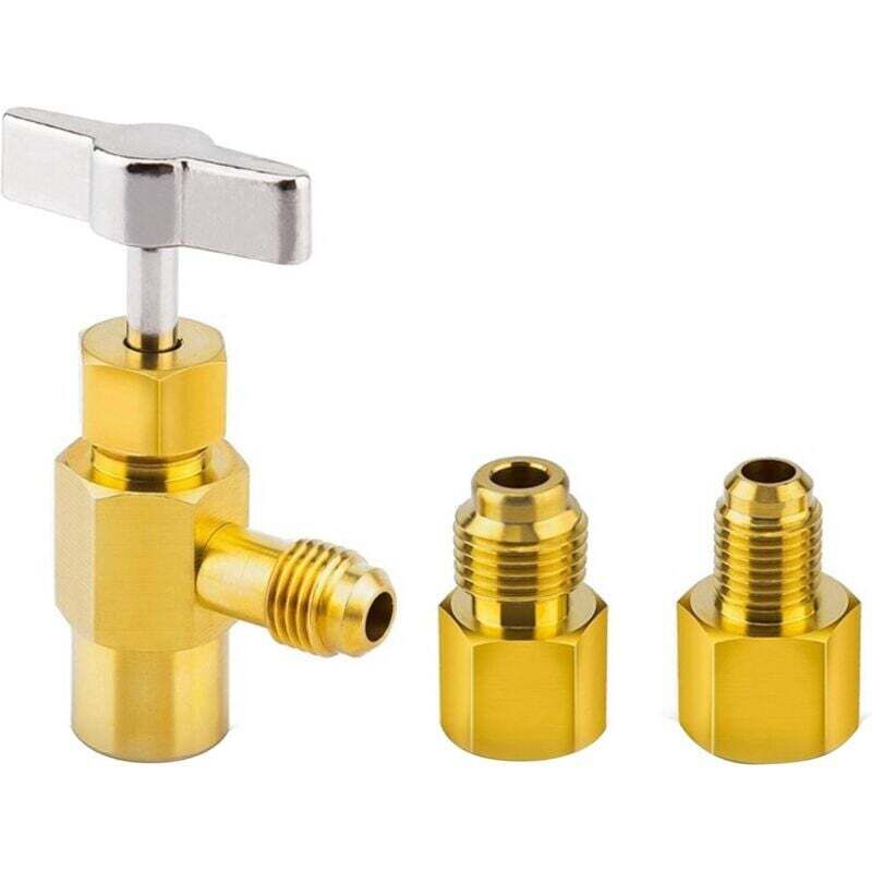 3-Piece R134A Refrigerant Kit with Tank Adapters, 1/2" Acme Adapter, Refrigerant Valve, Refrigerant Charging Hose with Valve, for R134a Refrigerant