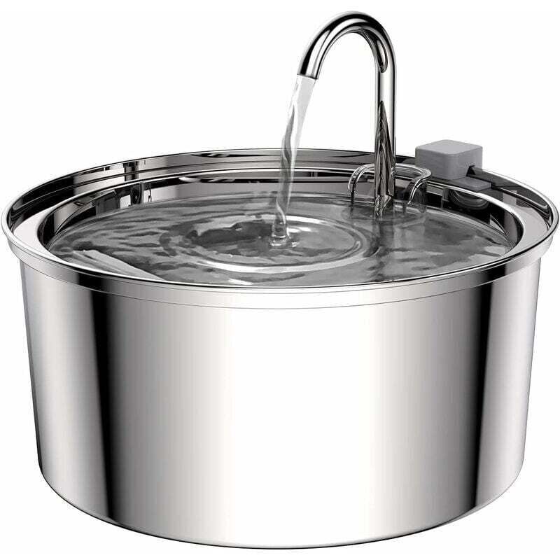 3.2L Cat Water Fountain, Stainless Steel Cat Fountain, with Improved Pump and 1 Replacement Filter