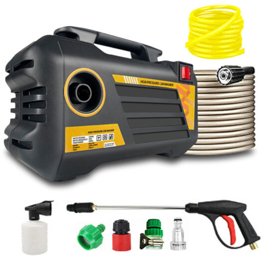 3000W Horizontal High-Pressure Washer Plus, Pressure: max. 120 bar, Flow rate: 390L/min, Water Filter, Hose and High-Pressure Gun, Lance