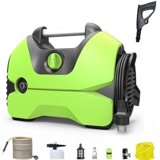 3000W Horizontal High-Pressure Washer Plus, Pressure: max. 150 bar, Flow rate: 9L/min, Water Filter, Hose and High-Pressure Gun, Lance