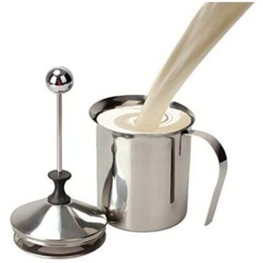 400ml Stainless Steel Milk Frother/Froster for Cappuccino, Coffee, and Foam with Double Pump (W)