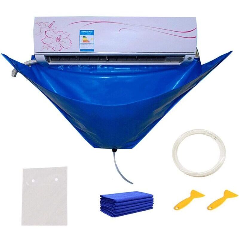 Air Conditioner Cleaning Cover, Waterproof Air Conditioner Cleaning Cover Bag Divided with Water Hose, Waterproof Air Conditioner Cleaning Cover Bag
